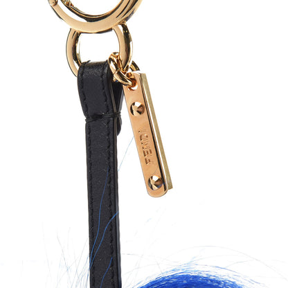 Fendi Lambskin Goat Fur Studded Punkarlito Bag Charm Blue 3 of 5