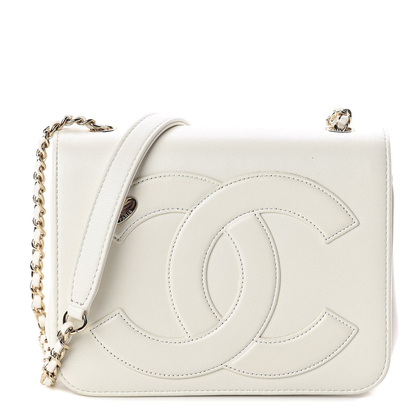 Lambskin CC Mania Flap Bag White