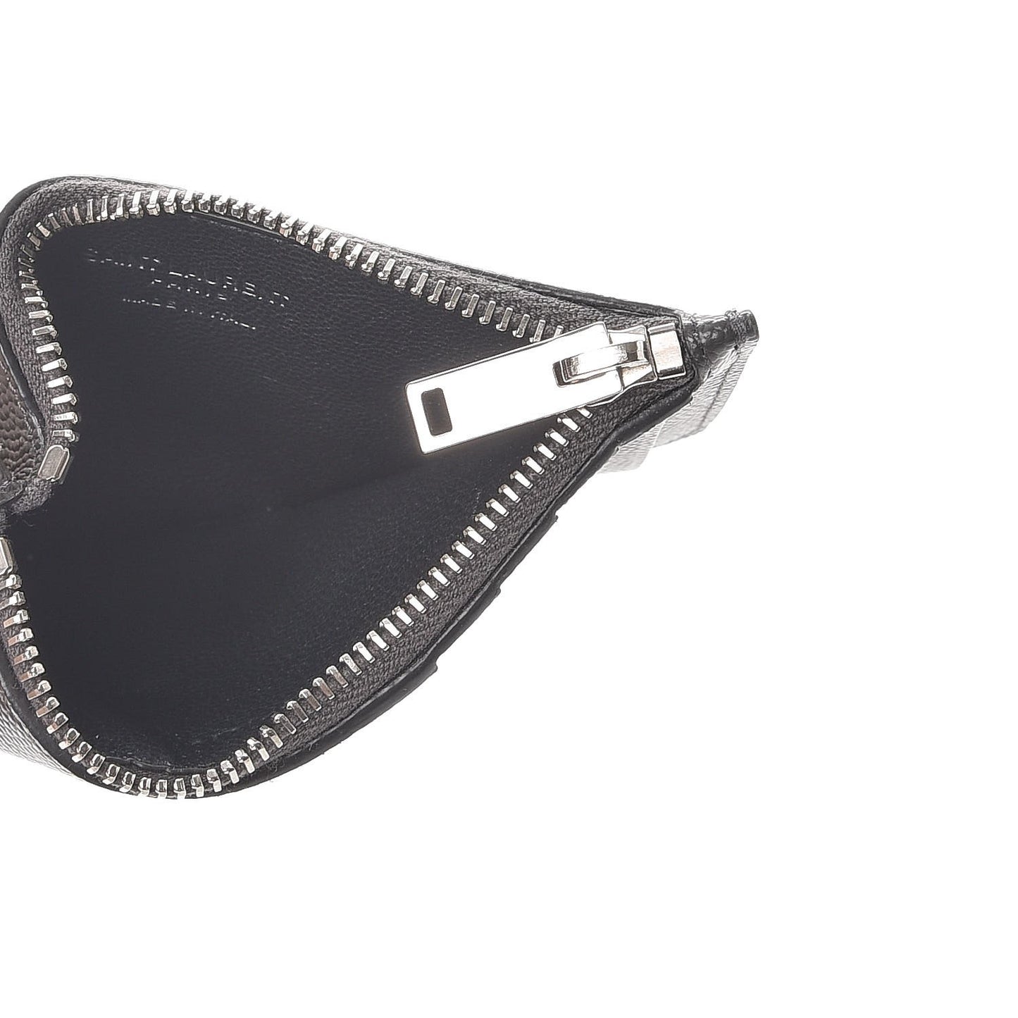 Grained Calfskin 5 Fragments Zip Pouch Card Holder Dark Anthracite