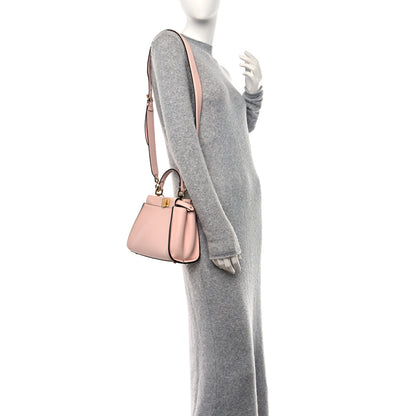 Fendi Vitello Seta Canvas FF Embroidered Mini Peekaboo Iconic Satchel Rosa Confetto 2 of 10