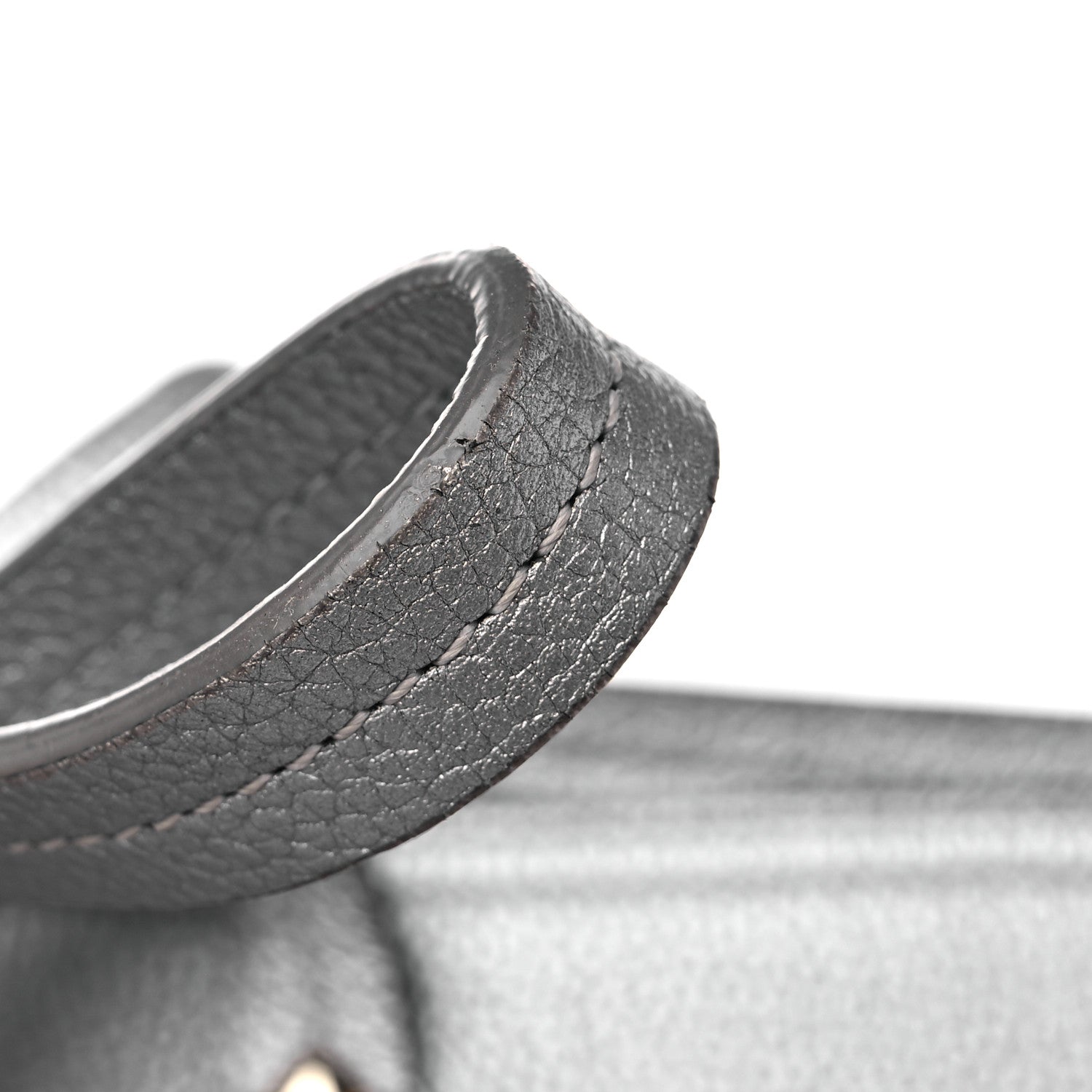 MCM Metallic Grained Calfskin Medium Top Zip Tote Spike Silver 18 of 18