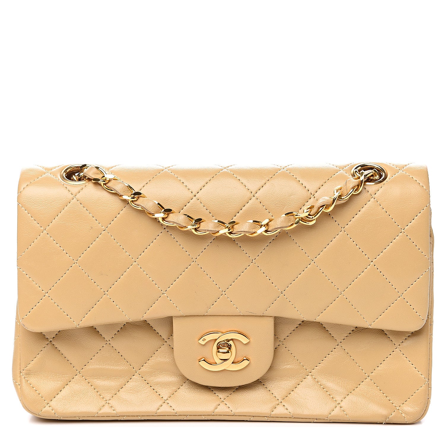 Chanel Lambskin Quilted Small Double Flap Beige 1 of 14