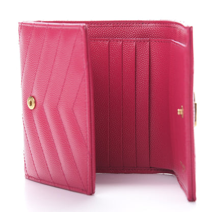 Saint Laurent Grain De Poudre Matelasse Chevron Monogram Compact Wallet Bubblegum 5 of 9