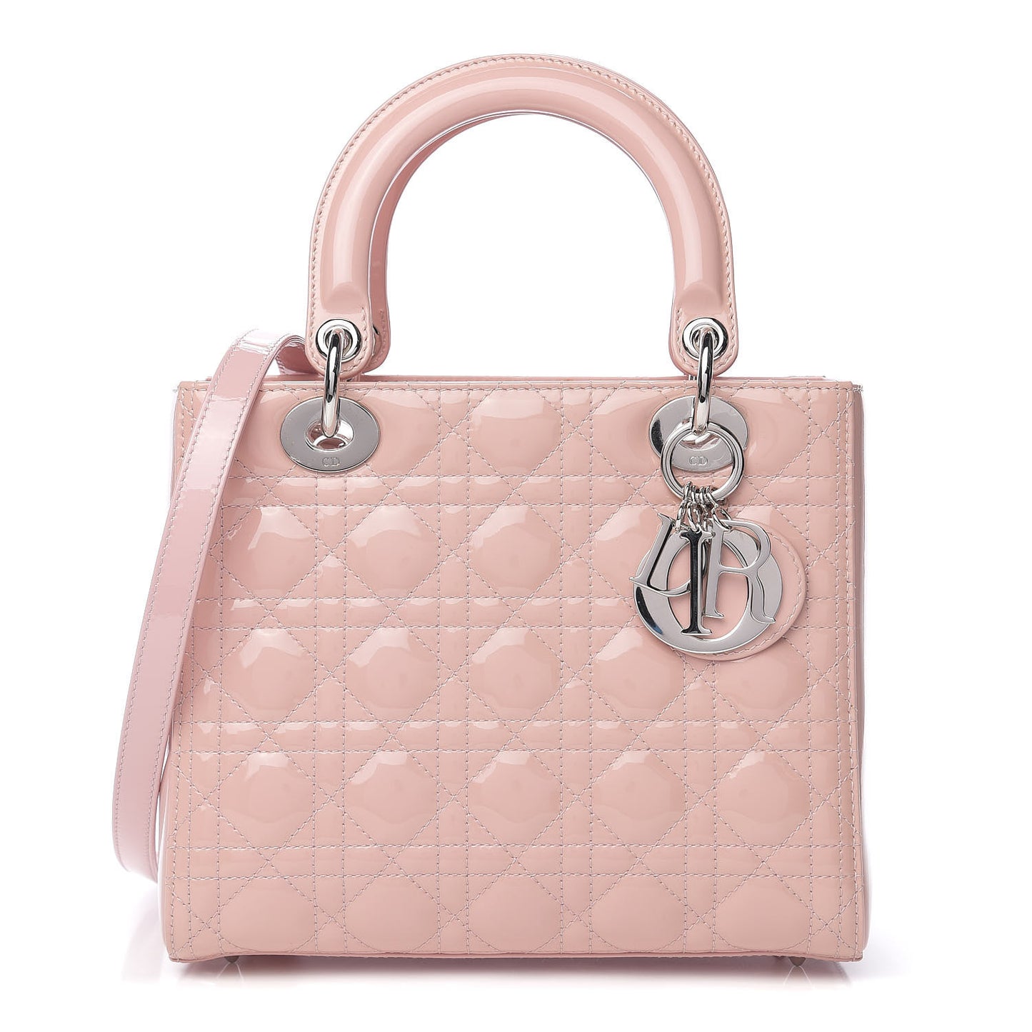 Patent Cannage Medium Lady Dior Rose Clair