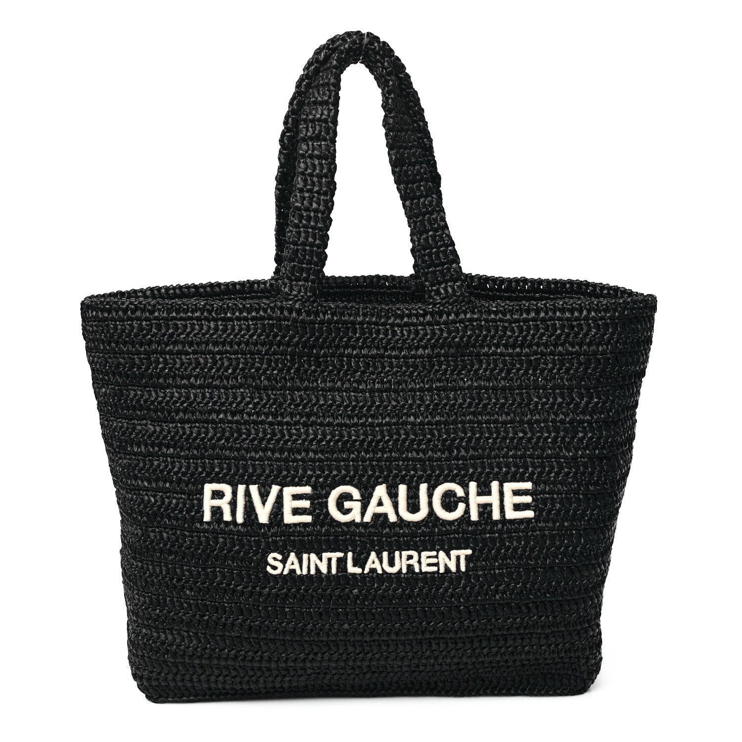 Saint Laurent Raffia Rive Gauche Tote Black 1 of 12