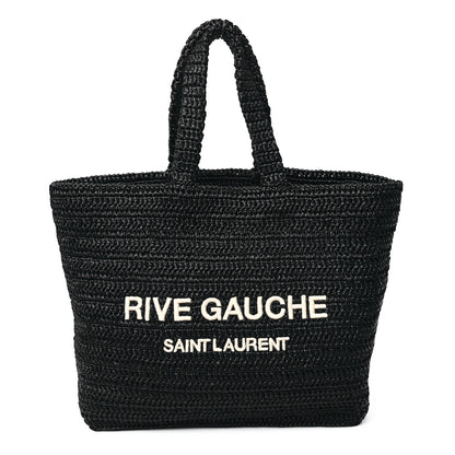 Saint Laurent Raffia Rive Gauche Tote Black 1 of 12