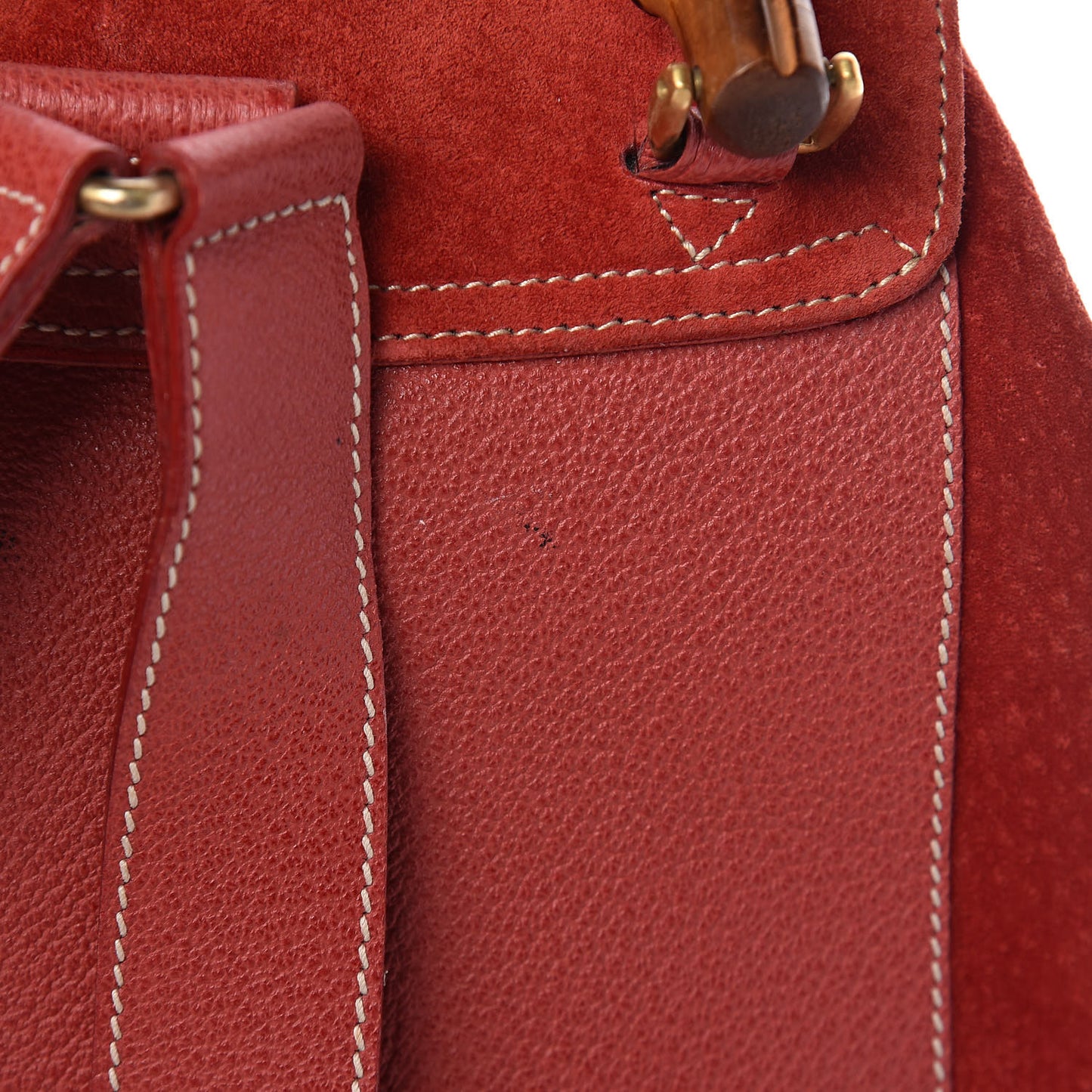 Suede Bamboo Backpack Red