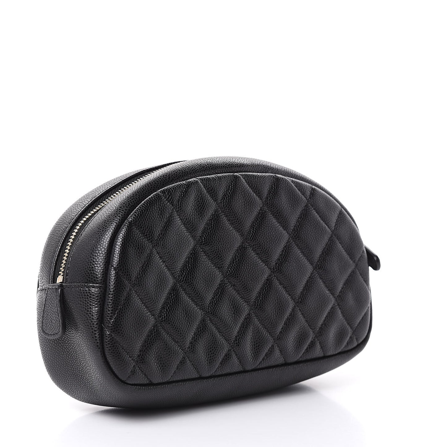 Caviar Quilted Double Zip Pouch Black