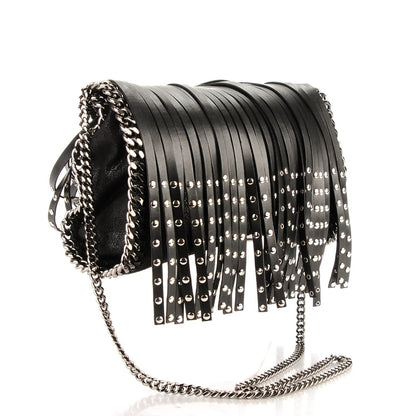 Stella McCartney Faux Leather Mini Falabella Studded Fringe Tote Black 3 of 7