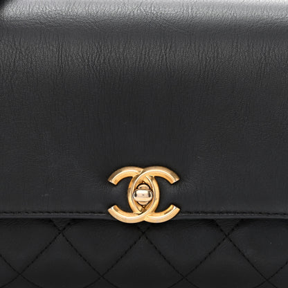 Chanel Calfskin Quilted Side Chain Compartment Flap Black 8 of 11
