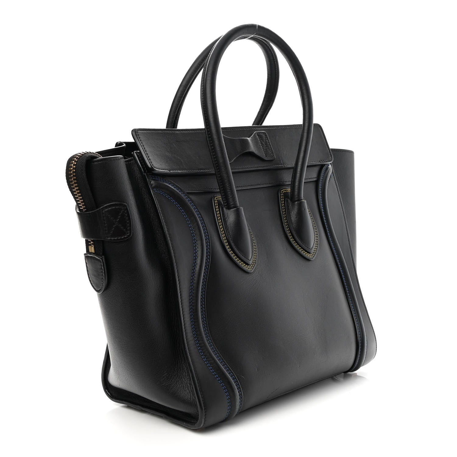 Celine Smooth Calfskin Multicolor Double Stitching Micro Luggage Black 3 of 8