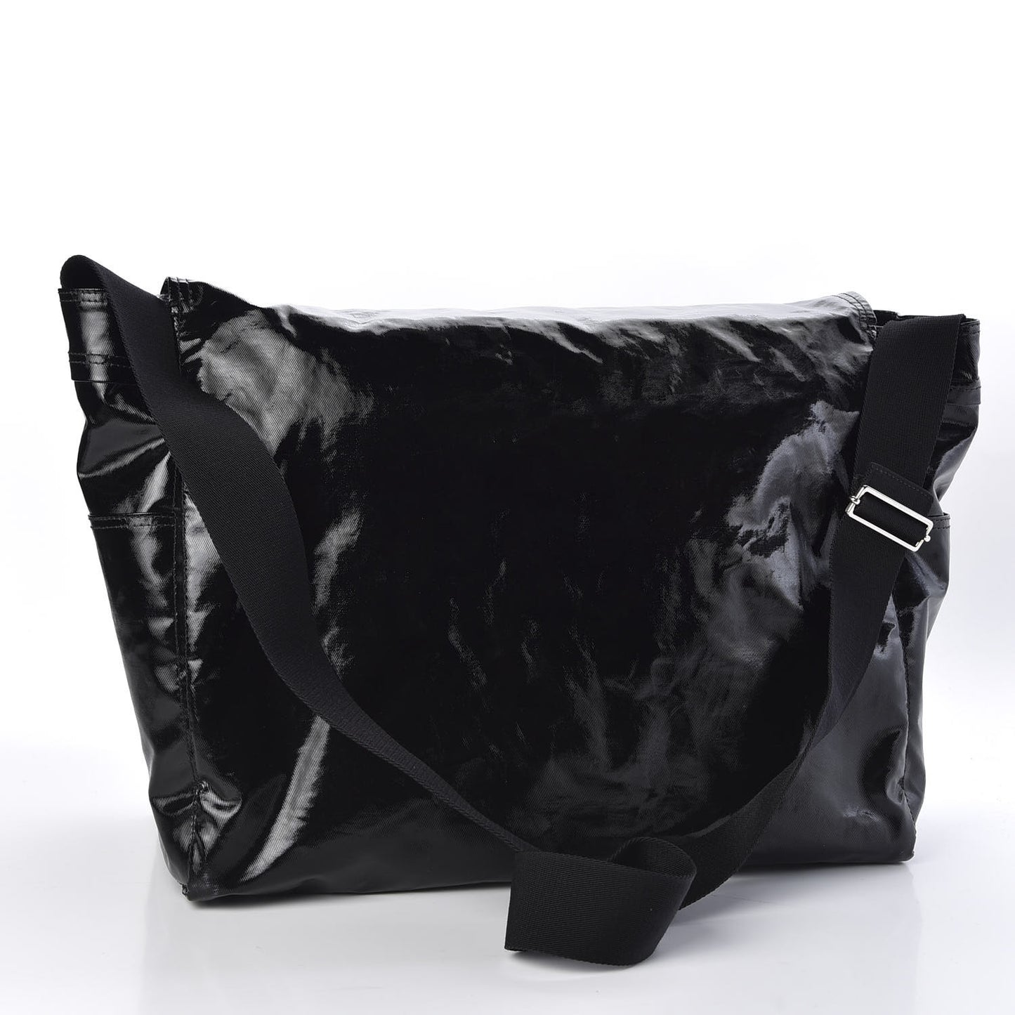 Shiny Canvas VLTN Large Messenger Bag Black
