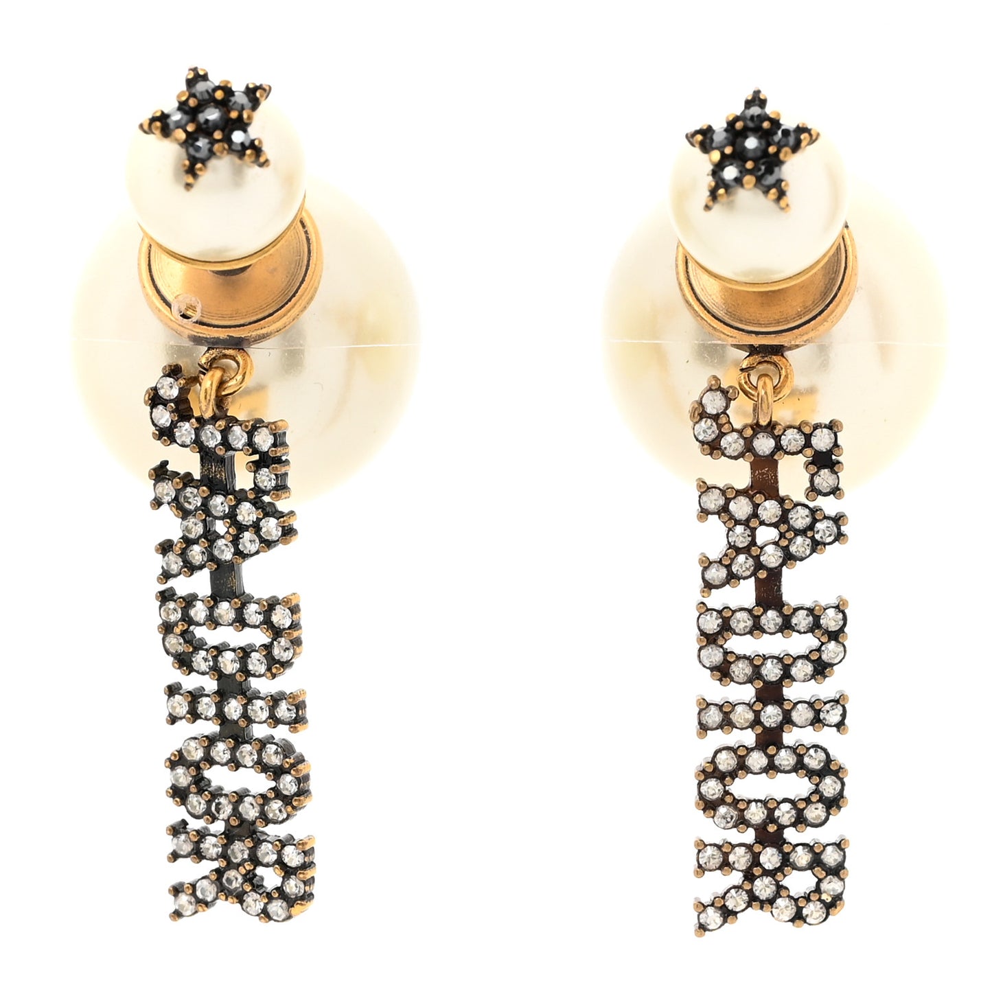 Pearl Crystal J'Adior Tribal Earrings Gold