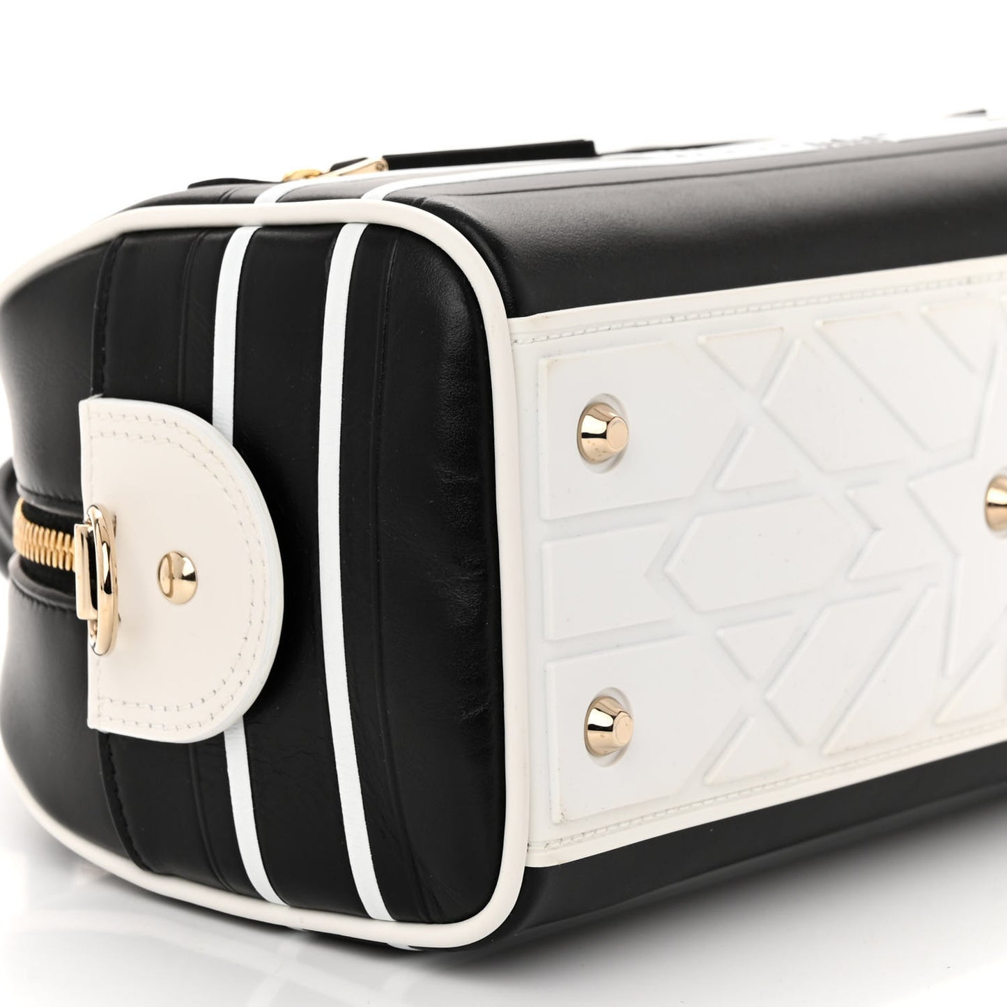 Calfskin Small Dior Vibe Zip Bowling Bag Black White