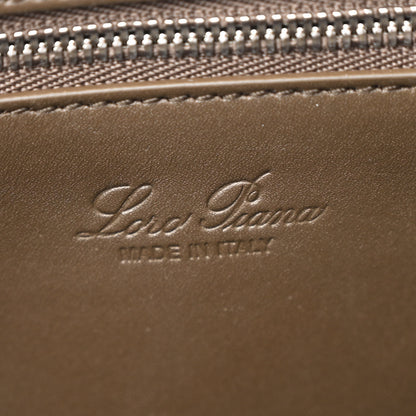 Loro Piana Blurred Double Cashmere Calfskin Plaid Small Carry Everything Tote Pecan Nut Green Cayenne Mel 6 of 10