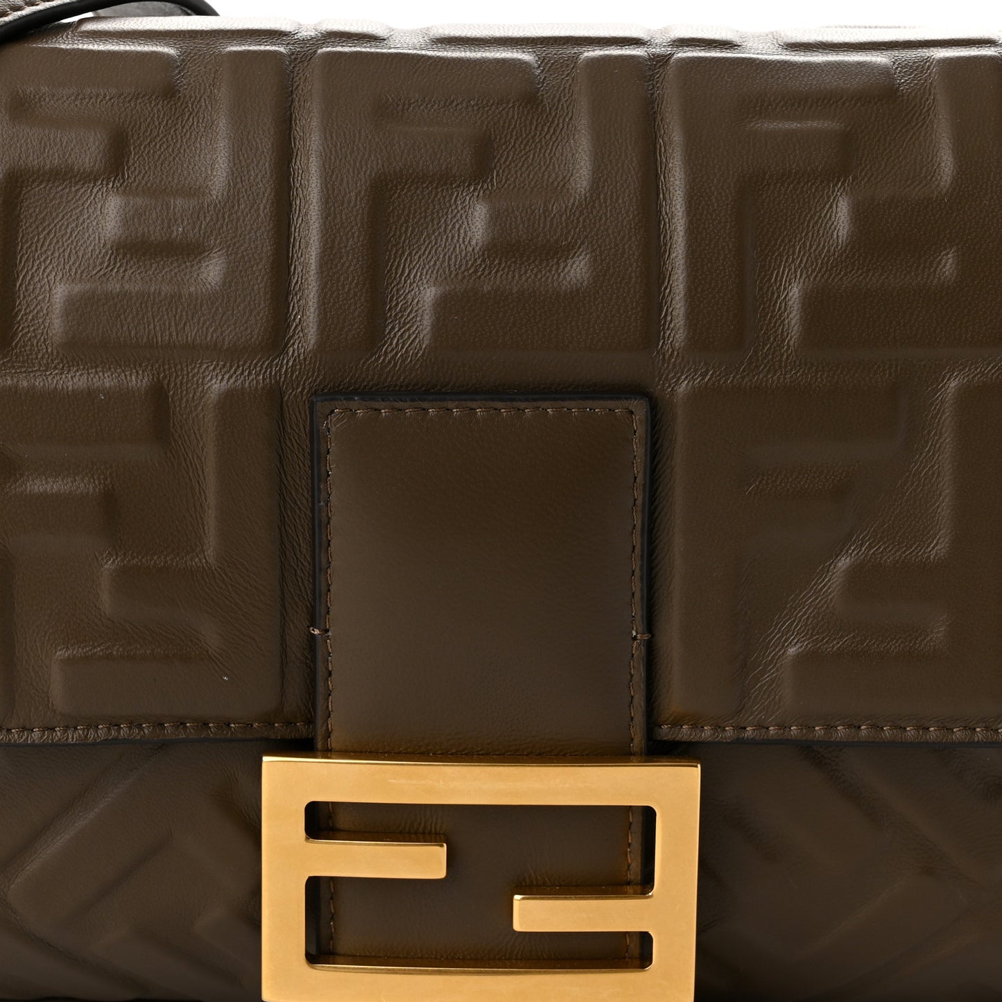 Nappa FF 1974 Embossed Large Baguette Wood