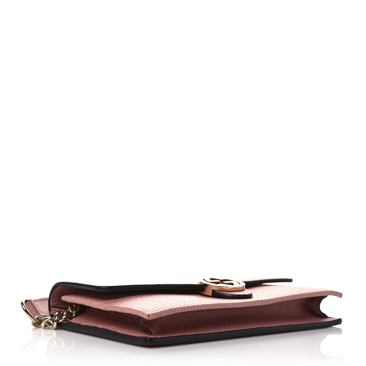 Dollar Calfskin Interlocking G Chain Wallet Soft Pink