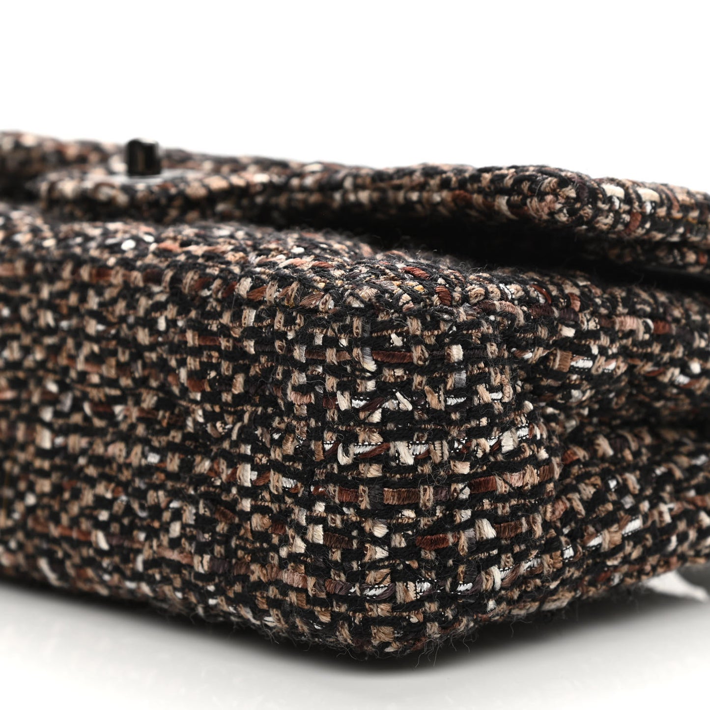 Tweed Quilted Medium Double Flap Brown