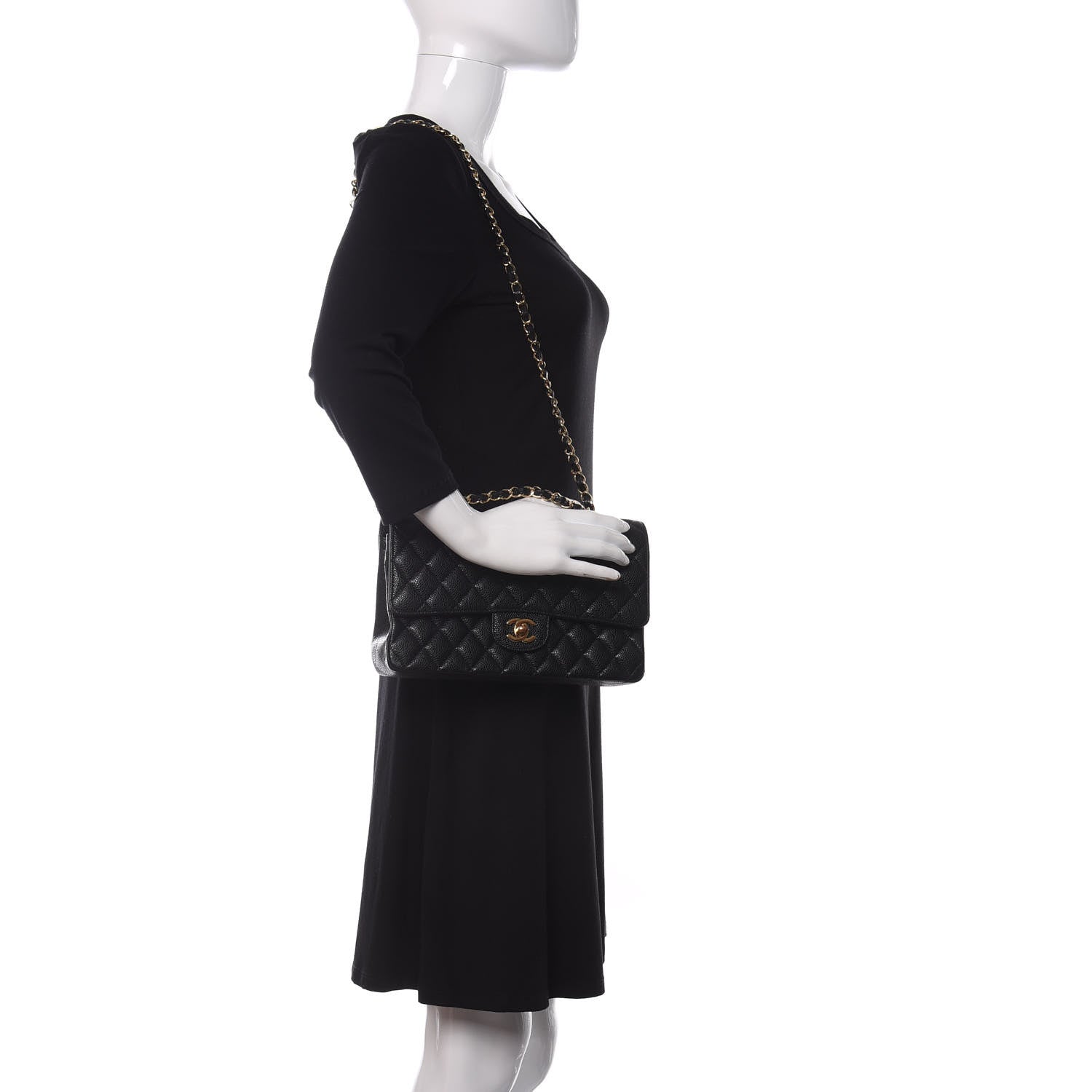 Chanel Caviar Quilted Medium Double Flap Black 2 of 11