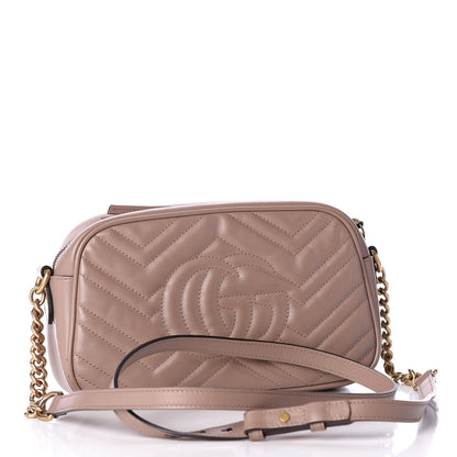 Gucci Calfskin Matelasse Small GG Marmont Chain Shoulder Bag Porcelain Rose 2 of 9