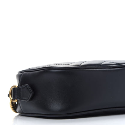 Gucci Calfskin Matelasse Mini GG Marmont Chain Shoulder Bag Black 8 of 9