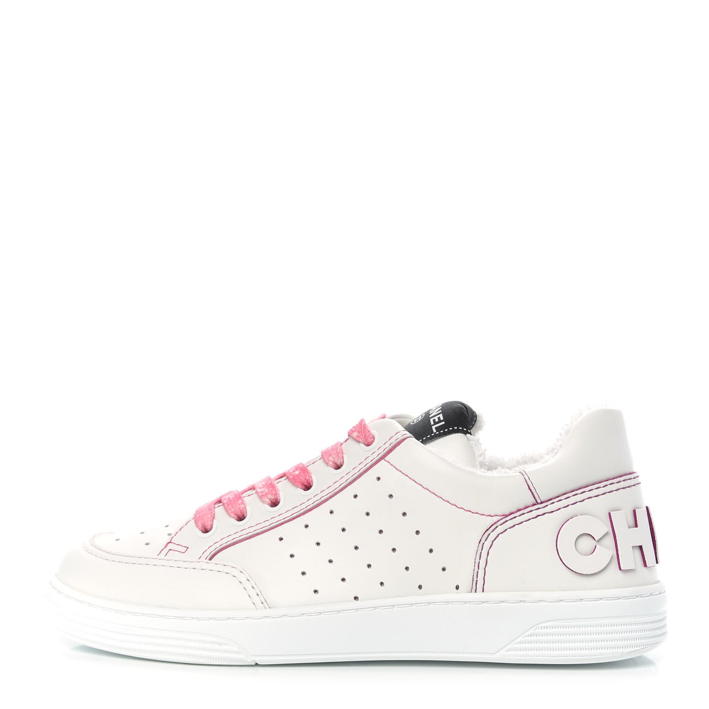 Calfskin Womens Logo Sneakers 38 White Pink