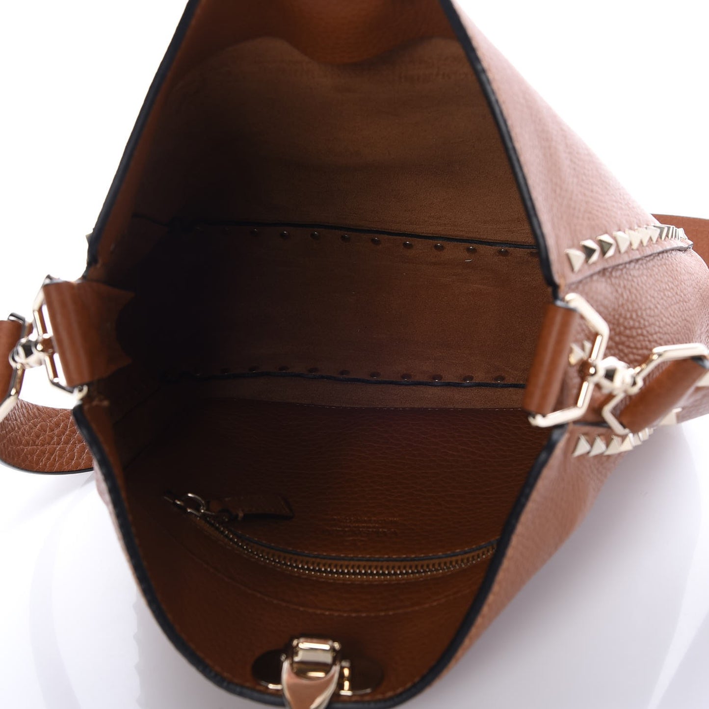 Pebbled Calfskin Small Rockstud Flip-Lock Messenger Bag Light Cuir