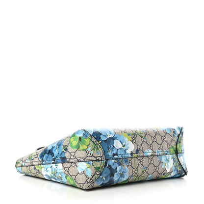 Gucci GG Supreme Monogram Blooms Small Reversible Tote Beige Blue Navy 6 of 14