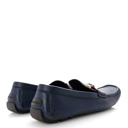 Louis Vuitton Grained Calfskin Mens Monte Carlo Car Shoe Moccasin Loafers 11 Blue 5 of 10