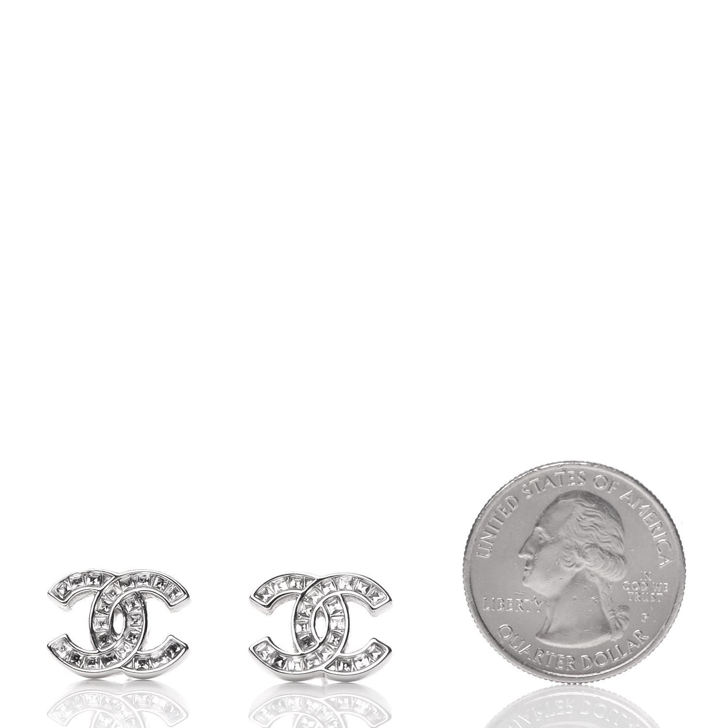 Baguette Crystal CC Earrings Silver