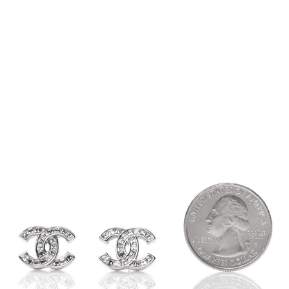 Chanel Baguette Crystal CC Earrings Silver 2 of 6