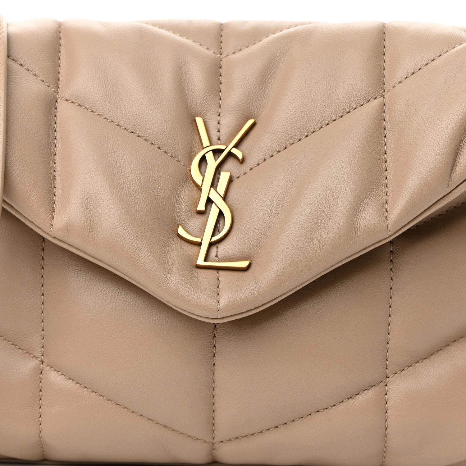 Saint Laurent Lambskin Quilted Toy Loulou Puffer Monogram Chain Satchel Nude Powder 7 of 9