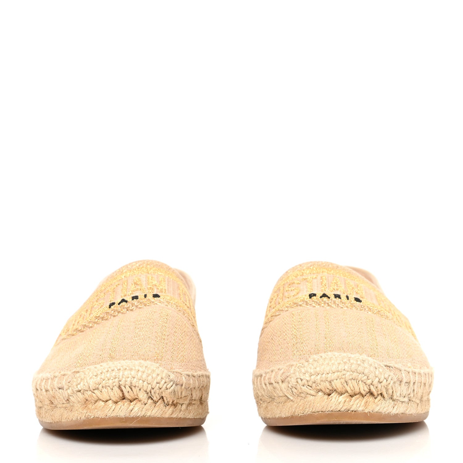 Christian Dior Cotton Embroidered Print Granville Espadrille 38.5 Gold 2 of 8