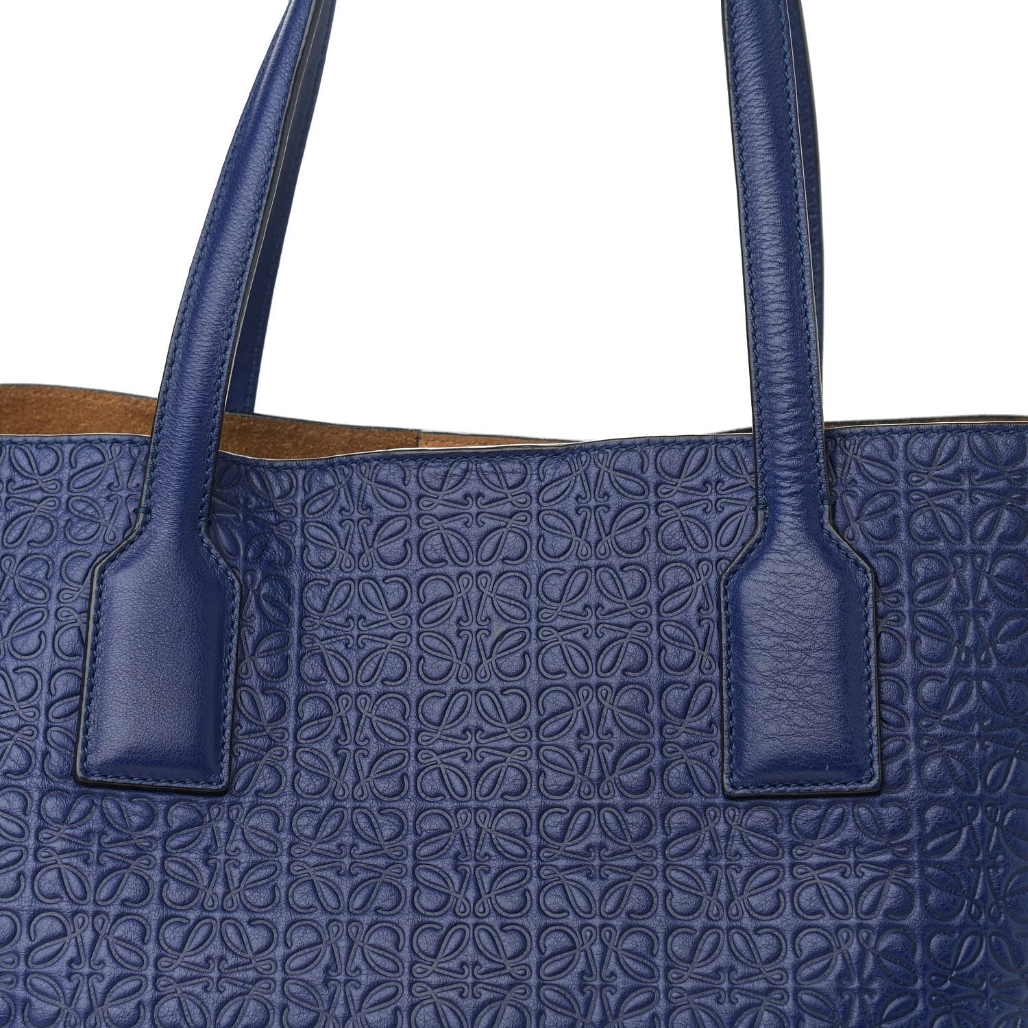 Loewe Calfskin Anagram Embossed Tote Blue 8 of 10
