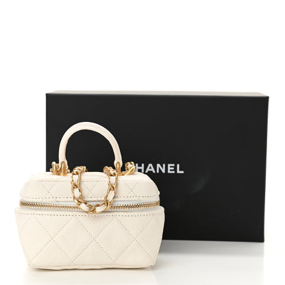 Chanel Caviar Quilted Mini Top Handle Vanity With Chain White 11 of 11