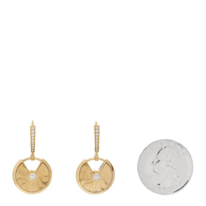 Cartier 18K Yellow Gold Diamond Guiloche Amulette de Cartier Drop Earrings 2 of 5