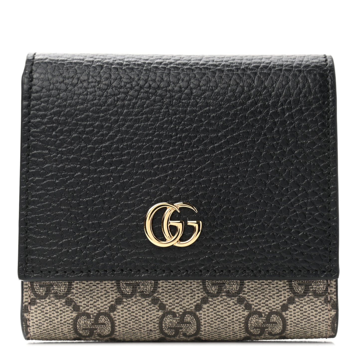 Dollar Calfskin GG Supreme Monogram Medium GG Marmont Wallet Black Beige Ebony