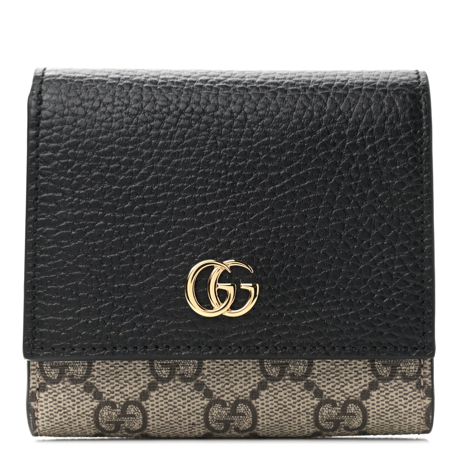 Gucci Dollar Calfskin GG Supreme Monogram Medium GG Marmont Wallet Black Beige Ebony 1 of 7