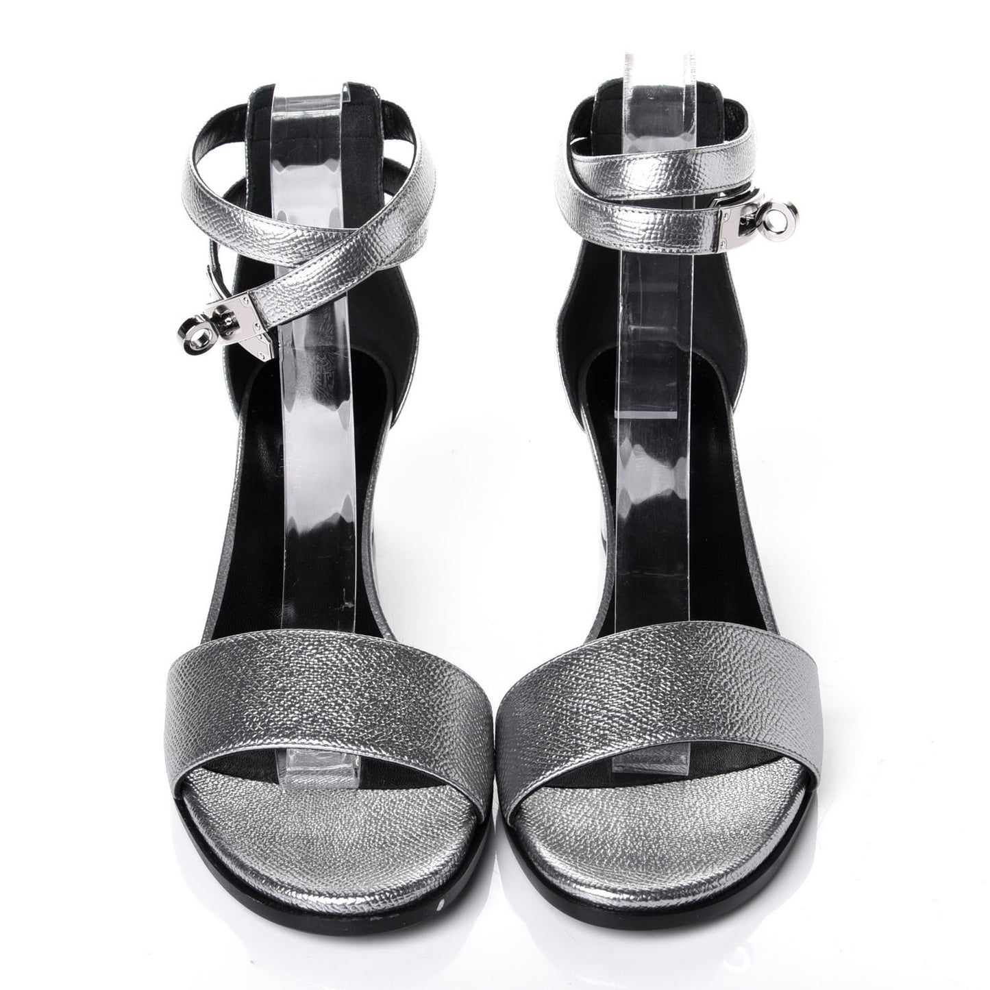 Metallic Epsom Manege Sandals 36.5 Gris Argente