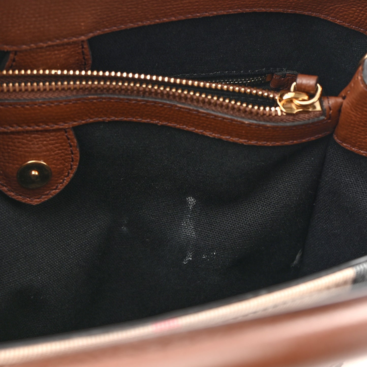 House Check Grainy Calfskin Medium Banner Tote Brown