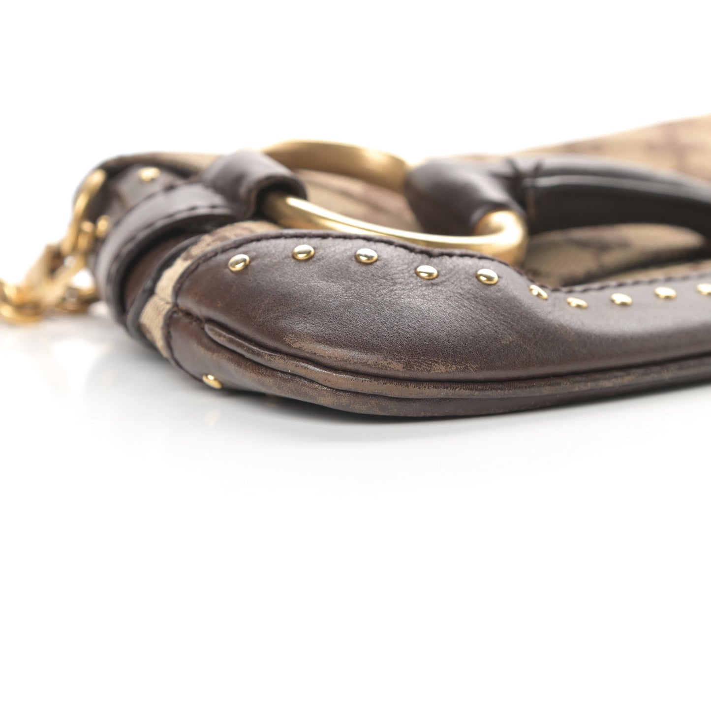 Monogram Studded Horsebit Clutch Dark Brown