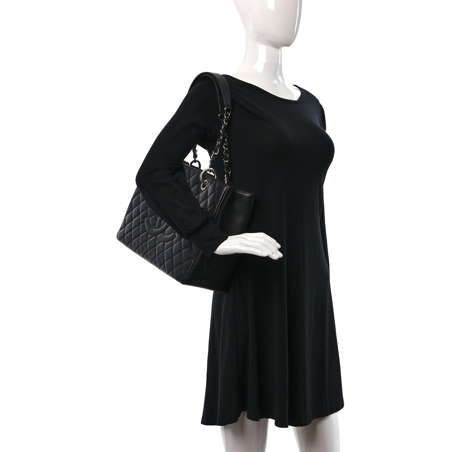 Caviar Quilted Grand Shopping Tote GST Black