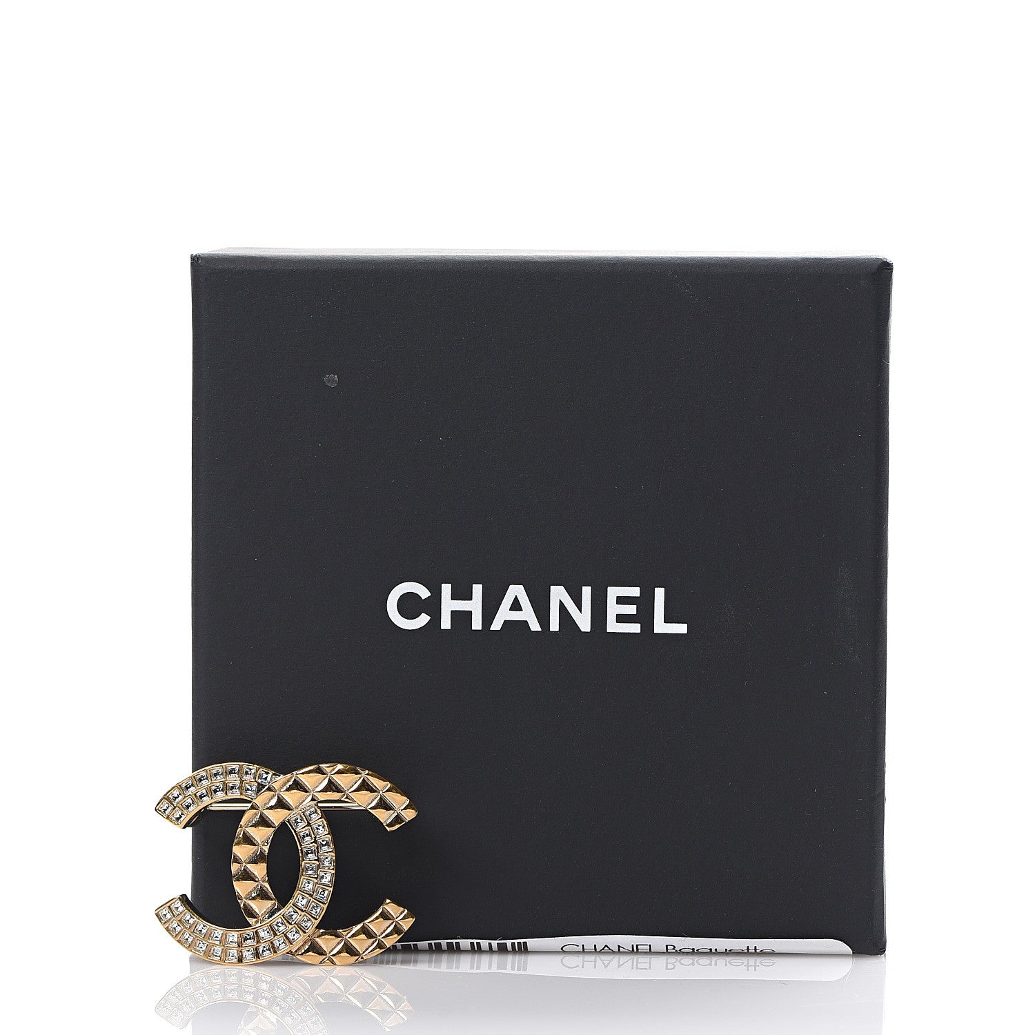 Chanel Crystal CC Mini Brooch Gold 4 of 4