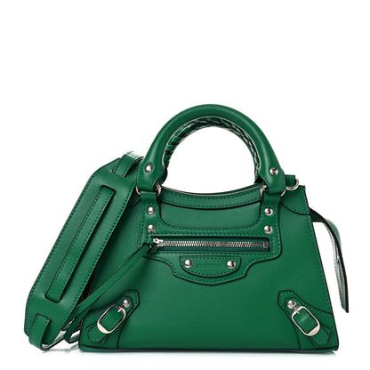 Balenciaga Smooth Calfskin Neo Classic Silver Hardware Mini City Grass Green 1 of 16