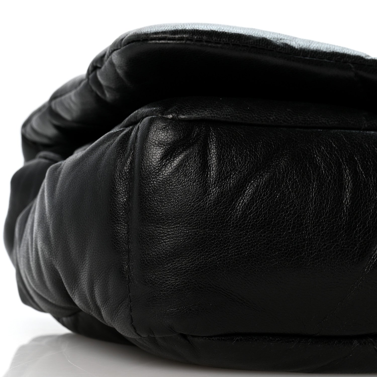 Prada Nappa Soft Padded Logo Embossed Triangle Quilted Small Shoulder Bag Black 9 of 13