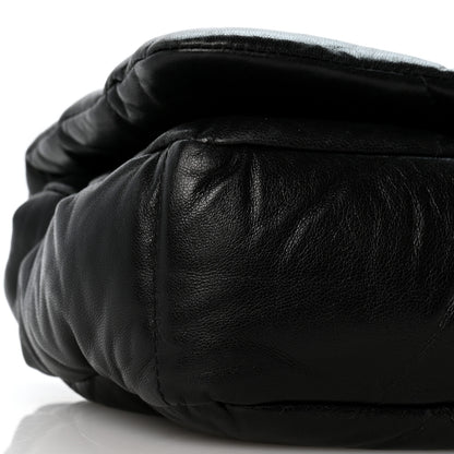 Prada Nappa Soft Padded Logo Embossed Triangle Quilted Small Shoulder Bag Black 9 of 13