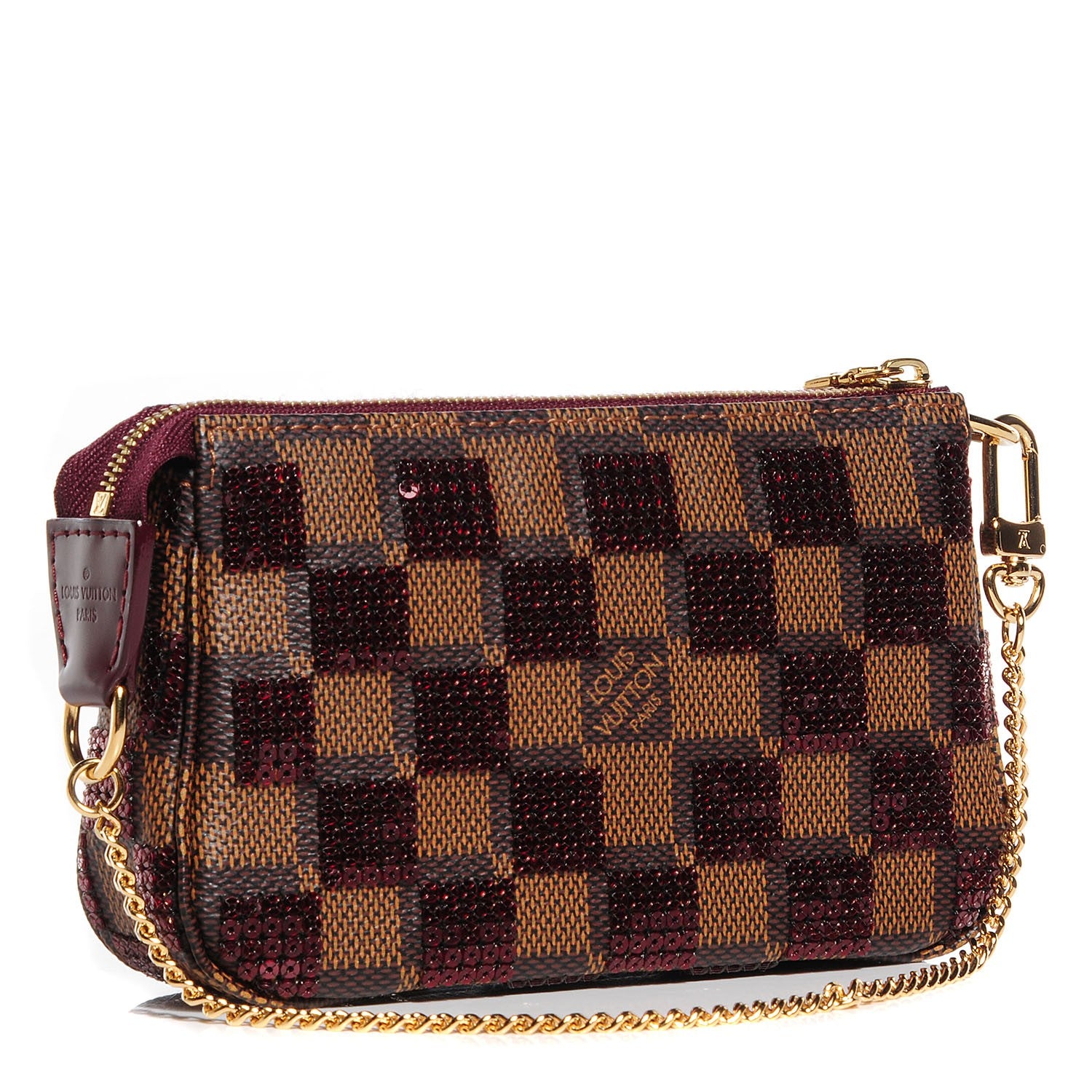 Louis Vuitton Damier Paillettes Mini Pochette Accessories Red 3 of 9