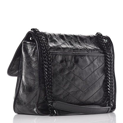 Saint Laurent Crinkled Calfskin Matelasse Monogram Medium Niki Chain Satchel Black 3 of 10