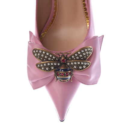 Gucci Nappa Queen Margaret Bow Mid Heel Pumps 38 Sugar Pink 8 of 11