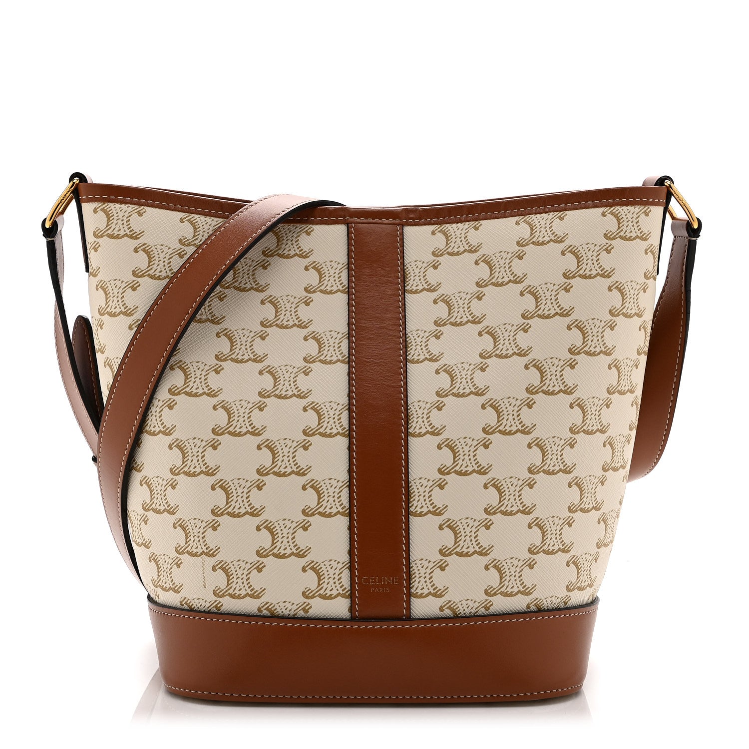 Celine Triomphe Canvas Calfskin Small Bucket Bag White 1 of 10